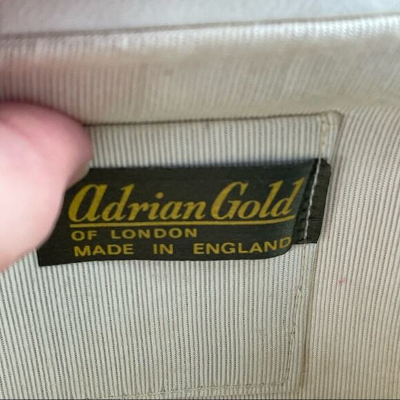 Vintage cream leather handbag clutch gold triangle closure - Picture 6 of 6